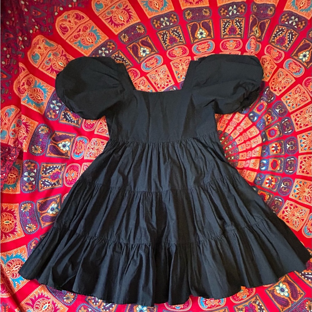 OAK + FORT Black Puff Sleeve Dress